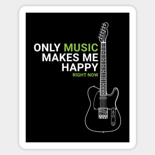 Only Music Makes Me Happy T-Style Electric Guitar Outline Sticker